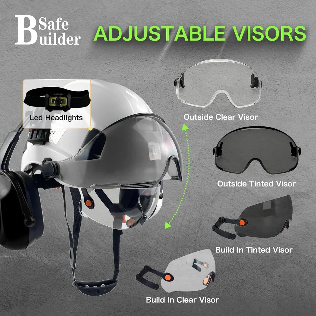 Industrial Safety Helmet with Visor & Ear Muffs