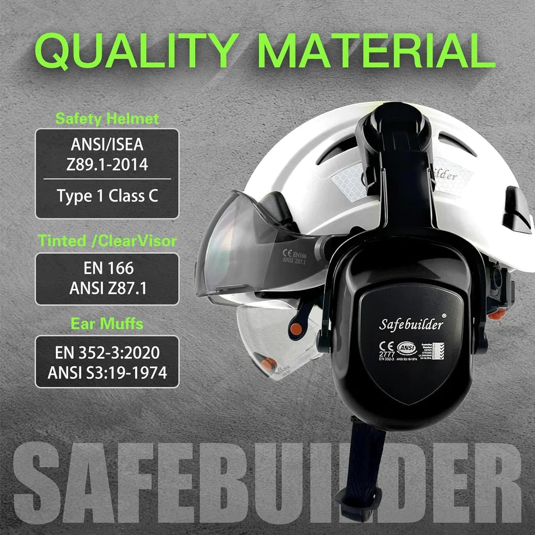 Industrial Safety Helmet with Visor & Ear Muffs